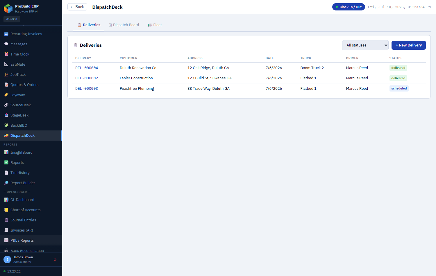 ProBuild ERP DispatchDeck
